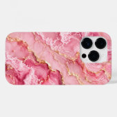 贅沢なピンクのオセアンマーブル ゴールドベイン入り Case-Mate iPhoneケース (裏面 (横))