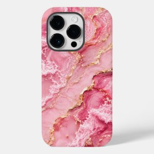 贅沢なピンクのオセアンマーブル ゴールドベイン入り Case-Mate iPhone 14 PROケース