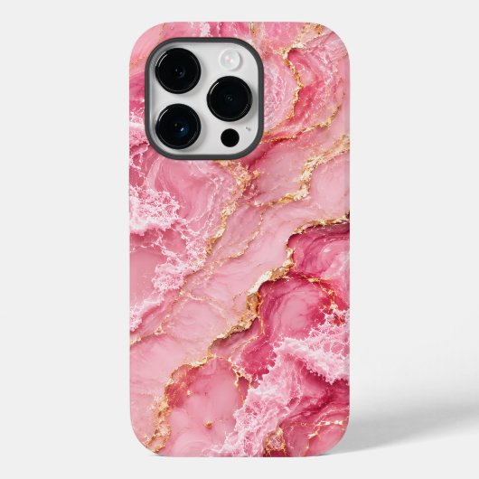 贅沢なピンクのオセアンマーブル ゴールドベイン入り Case-Mate iPhoneケース (裏面)