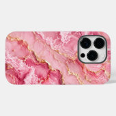 贅沢なピンクのオセアンマーブル ゴールドベイン入り Case-Mate iPhoneケース (裏面 (横))