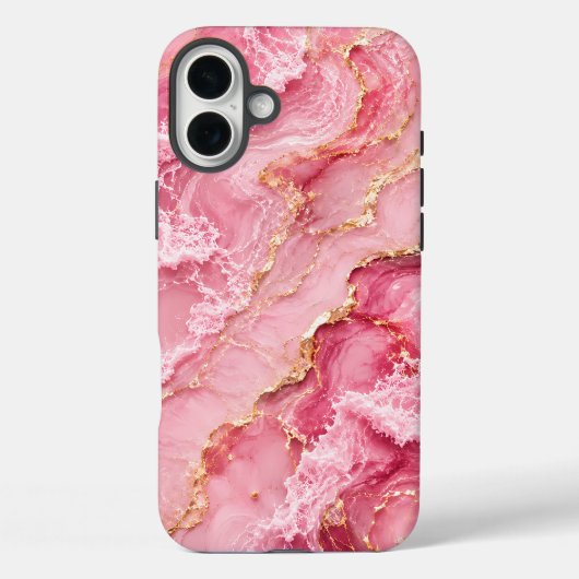 贅沢なピンクのオセアンマーブル ゴールドベイン入り Case-Mate iPhoneケース (裏面)