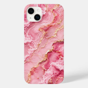 贅沢なピンクのオセアンマーブル ゴールドベイン入り Case-Mate iPhone 14 PLUSケース
