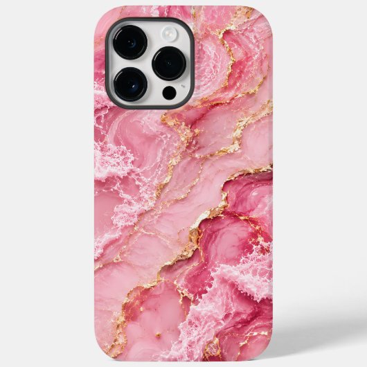 贅沢なピンクのオセアンマーブル ゴールドベイン Case-Mate iPhoneケース (裏面)