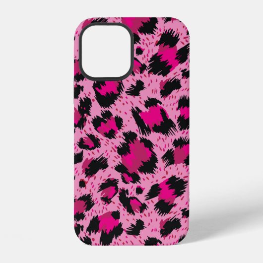 贅沢なピンクの豹柄のシームレスパターン iPhoneケース (裏面)