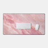 贅沢なピンクローズクォーツ大理石の抽象的なパターン デスクマット (キーボード&マウス)