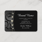 贅沢なブラック&金ゴールドモノグラム&ダイヤモンド 名刺 (裏面)