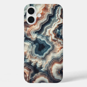 贅沢なブルーアンバーアゲートフォンケース - イントリケート iPhone 16 PLUSケース