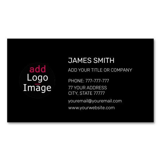 贅沢なプロフェッショナルカスタムビジネスブラック マグネット名刺 (正面)