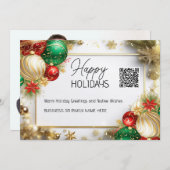 贅沢なホワイトゴールドのクリスマスオーナメント　QRビジネス シーズンカード (正面/裏面)