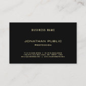 贅沢なモダンでエレガントな金ゴールドの文字の黒のテンプレート 名刺 (裏面)