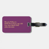 贅沢なモノグラムの紫色および金ゴールドのQuatreの花柄 ラゲッジタグ (裏面横)