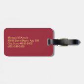 贅沢なモノグラムの赤および金ゴールドのQuatreの花柄 ラゲッジタグ (裏面横)