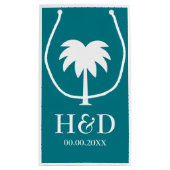 贅沢なヤシの木のビーチ結婚式の好意のギフトバッグ スモールペーパーバッグ (裏面)