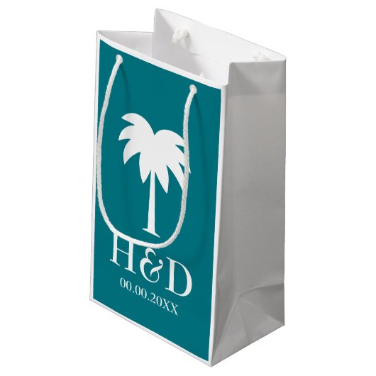 贅沢なヤシの木のビーチ結婚式の好意のギフトバッグ スモールペーパーバッグ (裏面アングル)