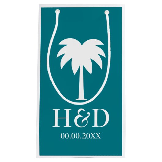 贅沢なヤシの木のビーチ結婚式の好意のギフトバッグ スモールペーパーバッグ (正面)