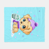 贅沢な冬の小犬の青いフリースブランケット媒体 フリースブランケット (正面(横))