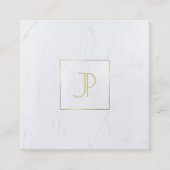 贅沢な大理石のモダンなテンプレートの金ゴールドのモノグラム スクエア名刺 (正面)