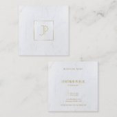 贅沢な大理石のモダンなテンプレートの金ゴールドのモノグラム スクエア名刺 (正面/裏面)