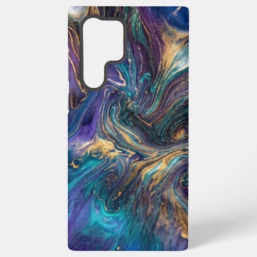 贅沢な大理石のSamsungケース - 青紫金抽象画 Samsung Galaxyケース (裏面)