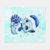 贅沢な手描きの猫の芸術のフリースブランケット媒体 フリースブランケット (正面(横))