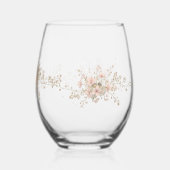 贅沢な春の野の花と鳥のバラ園シームレスデザイン ステムなしワイングラス (裏面)