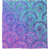 贅沢な水および紫色のグリッターの点および円 シャワーカーテン (正面)