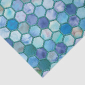 贅沢な水の青い蜜蜂の巣パターン 薄葉紙 (詳細)