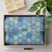 贅沢な水の青い蜜蜂の巣パターン 薄葉紙 (ギフト)