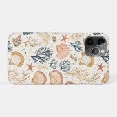 贅沢な海岸の貝殻 ブルーコーラルピーチ柄 Case-Mate iPhoneケース (裏面(横))