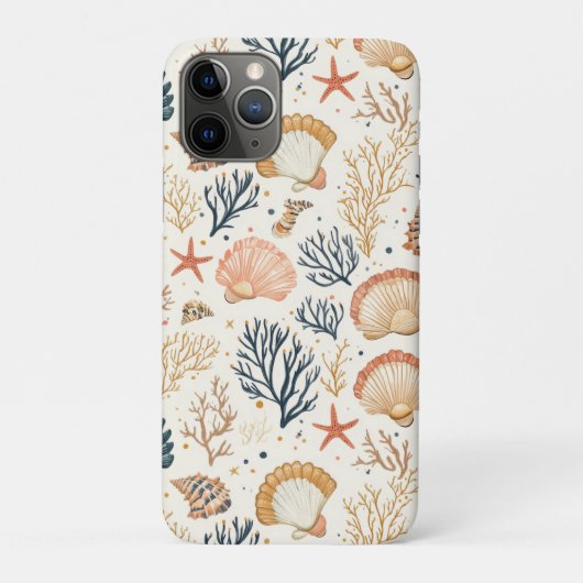 贅沢な海岸の貝殻 ブルーコーラルピーチ柄 Case-Mate iPhoneケース (裏)