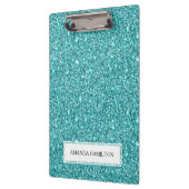 贅沢な淡いブルーのグリッターはあなたの名前を加えます クリップボード (左)