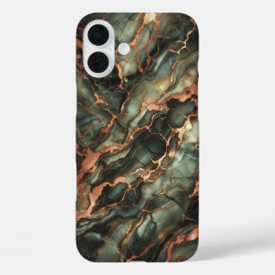 贅沢な深エメラルド大理石のスマホケース - エレガント iPhone 16 PLUSケース