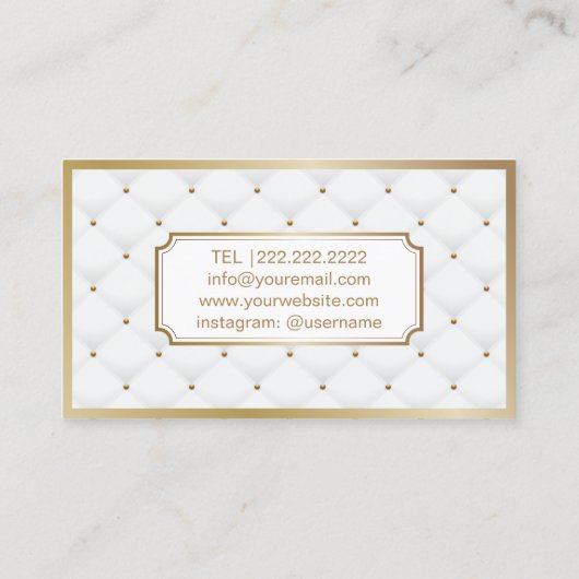 贅沢な白を計画するエレガントなイベント及び金ゴールド 名刺 (裏面)