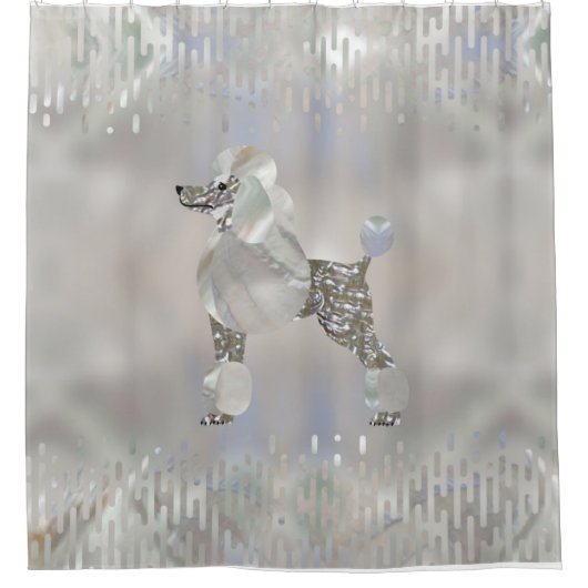 贅沢な真珠およびアワビのプードル シャワーカーテン (正面)