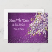 贅沢な紫とラベンダーの藤が日付を保存 案内ポストカード (正面/裏面)