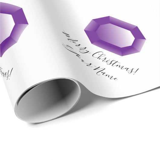 贅沢な紫色の宝石用原石のカスタムなクリスマスの休日 ラッピングペーパー (ロールコーナー)