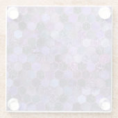 贅沢な紫色の金属ホイルのグリッターの蜜蜂の巣パターン ガラスコースター (裏面)