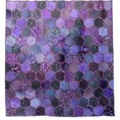 贅沢な紫色の金属ホイルのグリッターの蜜蜂の巣パターン シャワーカーテン (正面)