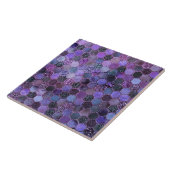 贅沢な紫色の金属ホイルのグリッターの蜜蜂の巣パターン タイル (側面)