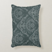 贅沢な緑の花のダマスク織の壁紙 アクセントクッション (正面(垂直))