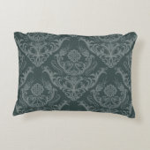 贅沢な緑の花のダマスク織の壁紙 アクセントクッション (裏面)