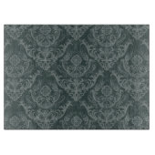 贅沢な緑の花のダマスク織の壁紙 カッティングボード (正面)