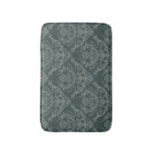 贅沢な緑の花のダマスク織の壁紙 バスマット (正面縦)