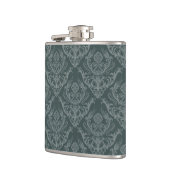 贅沢な緑の花のダマスク織の壁紙 フラスク (左)