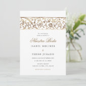 贅沢な花柄 ゴールド Nuestra Boda スペイン 結婚式 招待状 (スタンド正面)