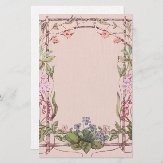 贅沢な花草原の麻布の文房具 便箋 (正面/裏面)