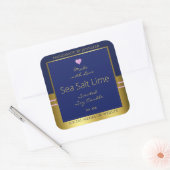 贅沢な製品パッケージ・ラベルの青と金ゴールド スクエアシール (封筒)