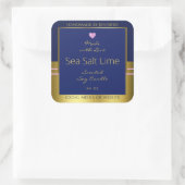 贅沢な製品パッケージ・ラベルの青と金ゴールド スクエアシール (バッグ)