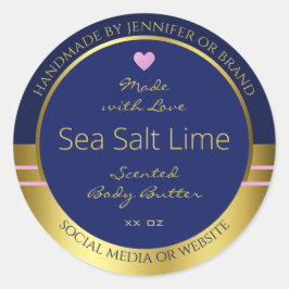 贅沢な製品パッケージ・ラベルの青と金ゴールド ラウンドシール