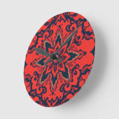 贅沢な赤と青の装飾的なペルシャンメダリオン柄 ラウンド壁時計 (傾斜)